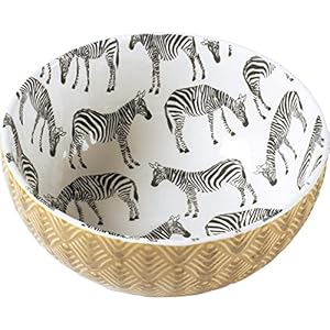 Primitives by Kathy Set of 3 Printed Zebra Design Stoneware Serving Bowls Primitives by Kathy Set of 3 Printed Zebra Design Stoneware Serving Bowls