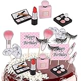 SUSSURRO 18pcs Make up Happy Birthday Cake Toppers Cosmetics Cake Toppers Decorations for Make up Cake Toppers