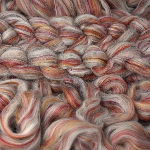 Image of Combed Top Roving. Limited Edition Fiber for Spinning, Needle Felting, Wet Felting, Weaving and Crafting. Fancy, Colorful, Exotic Designer Blend, Ponderosa