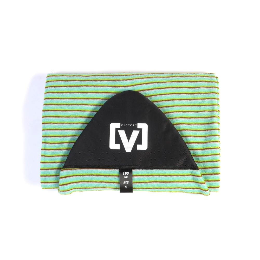 VICTORY Retro Hybrid Terry Surfboard Sock Cover – Shortboard/Longboard Sizes, Light Stretch Terry Towel Synthetic Board Bag, Breathable Stretch Case, Protective Poly Nose
