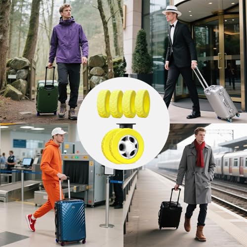 16-Pack Luggage Wheel Covers, Luggage Wheel Protector Covers for 2-2.4 inchs Wheels Suitcases，Anti-Scratch & Noise Reduction Design, Silicone MaterialDurable Travel Case Accessories(16, Yellow).3