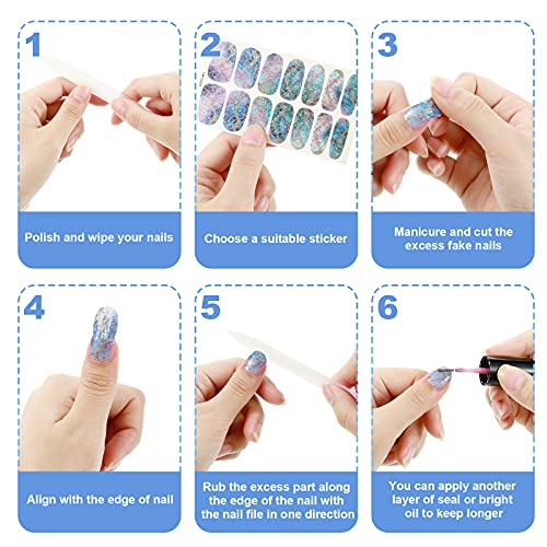 168 Pieces 12 Sheets Full Wrap Nail Polish Stickers Self Adhesive Glitter Gradient Marble Color Street Nail Decal Strips With Glass Nail File For Women Girls Diy Nail Craft (Fancy Style) #TOP4