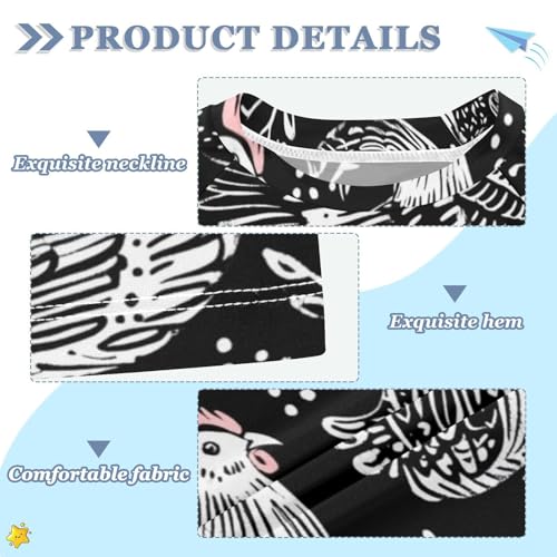 Kids Swimsuit Chicken Black Cartoon Sunscreen T-Shirts Swimwear Sets UPF 50+3