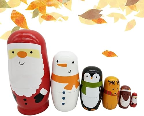 Miniatura 9 de MAGICLULU 6 muñecas rusas de anidación de madera Matryoshka muñecas de anidación para niños, muñecas de anidación de Halloween, juguetes de