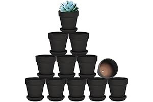 Vensovo Black Clay Pots for Indoor Plants - 12 Pack
