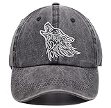 Funny Baseball Cap for Men Women, Animal Wolf Hat, Birthday Gifts for Wolf Lovers, Tribal Wolves Howling 3D Embroidered Adjustable Ball Cap