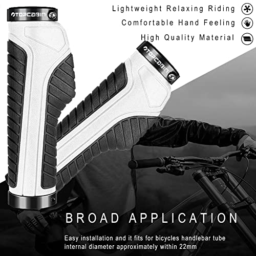 Image of TOPCABIN Ergonomic Bike Grips - Widen Holding Rubber Grips with Aluminum LockGrips for Mountain & Road Bikes