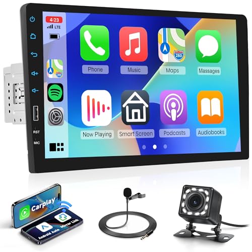 Single Din Car Stereo with 9' Wireless Carplay Android Auto, Rimoody 1 Din Car Radio Touch Screen...