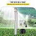 Happybuy Well Pump 2 HP 220V Submersible Well Pump 423ft Head 26GPM Stainless Steel Deep Well Pump 131 ft Cable for Industrial and Home Use