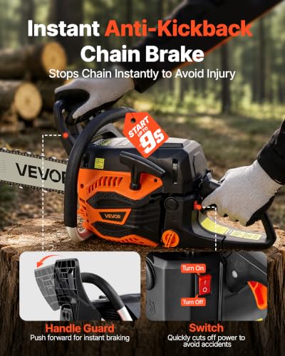 Image of VEVOR Gas Powered Chainsaw 20 & 22 Inch 62CC 3.8HP 2 Stroke Engine Saw