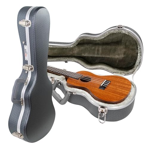 Gearlux Deluxe ABS Tenor Ukulele Case with Exterior Locks, PVC Handle, Interior Accessory...
