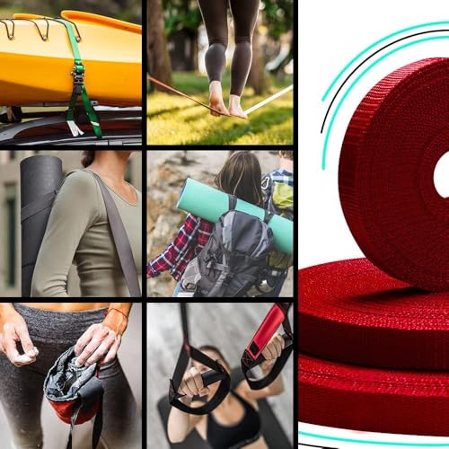 Image of TECEUM 3 /4 inch & 5 /8 inch & 1 inch & 1.5 inch & 2 inch Webbing - 10 25 50 Yards - 40+ Colors - Heavy Duty 1 Inch 1.5 Inch 2 Inch Backpack Straps - Webbing for Outdoors Indoors Crafting DIY
