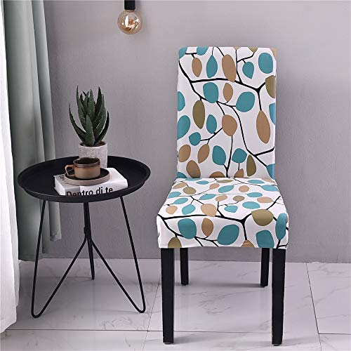 Chickwin Funda de Silla Comedor Ajustable Universal 2/4/6/10 Piezas, para Navideña, Mariage, Comedor, Fiesta, Hotel, Elástica Impresión Sillas de Comedor (6 Piezas,Hojas de Colores)