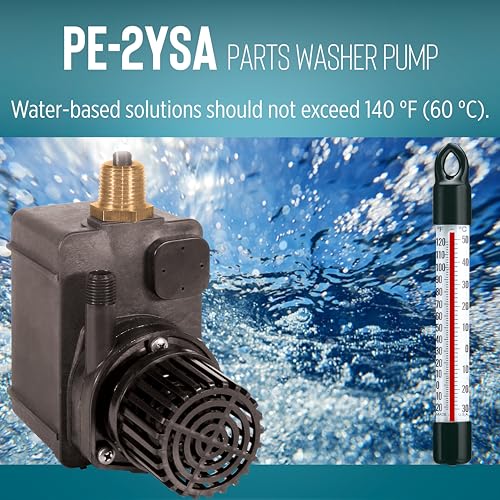 Little Giant PE-2YSA 115V, 1/40 HP, 300 GPH Polyester Submersible Parts Washer Pump with Conduit Fitting for Aqueous Solutions or UL-listed Solvents with 6-Ft. Plugless Power Cord, Black, 518550