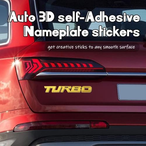 Image of VRT 3D Chrome Emblem Automotive Car, Bike Badges Logo Self Adhesive Sticker (Turbo, Gold)
