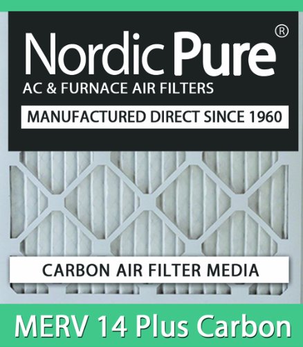Nordic Pure 16x25x1 (15 1/2 x 24 1/2 x 3/4) Pleated Air Filters MERV 14 Plus Carbon 6 Pack