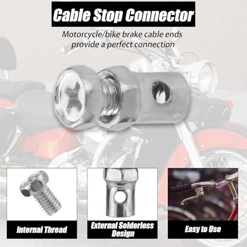 Image of NQEUEPN 30pcs Universal 1 /8 inch Throttle Brake Cable Ends, Silver Metal | Go Kart Throttle Cable Stops Locks Bicycle Brake Cables Crimp Ends for Bike Motorcycles Scooters Lawn Mowers Tractors
