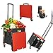 Carro de la Compra Plegable, Carro de la Compra Plegable de plástico, Carro de Transporte, hasta 50 kg, Cesta de la Compra con Tapa, asa de Aluminio, con silenciador Universal 8 Ruedas, Rojo