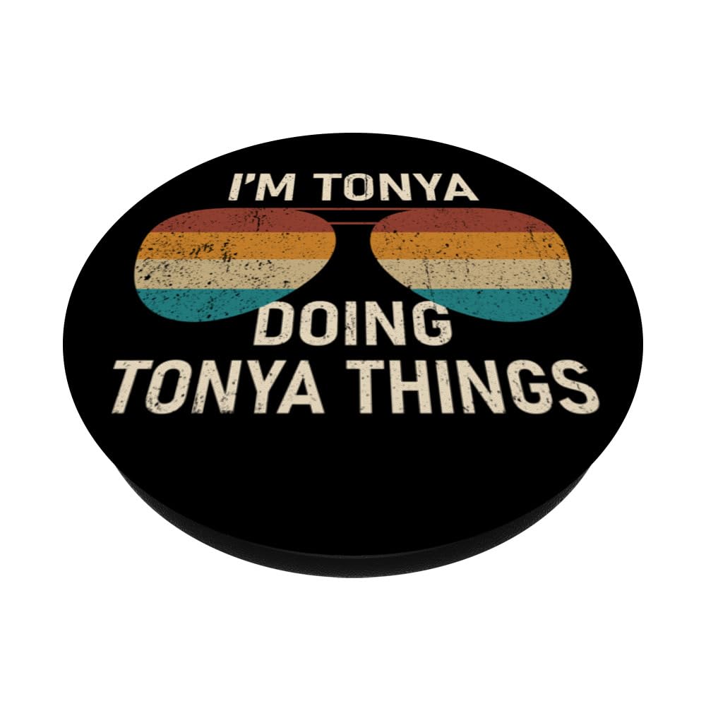 I'm Tonya Doing Tonya Things Retro Sunglass Personalized PopSockets Swappable PopGrip, Black - Image 2