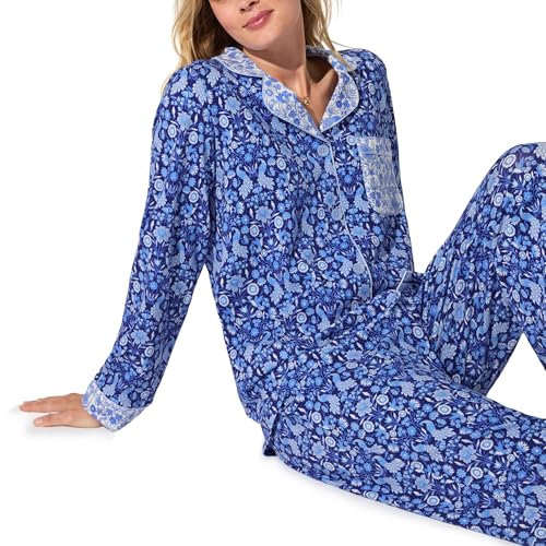 Bed Head PJs Womens Long Sleeve Notch Collar & Pant Sleepwear Pajama Set, Organic Cotton2