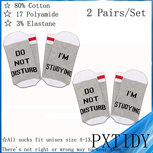 PXTIDY 2 Pairs Do Not Disturb I'm Studying Novelty Socks - Bookworm Gift for Student Reading Lover2