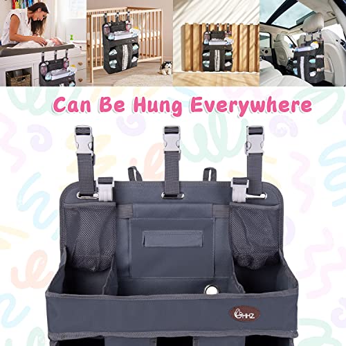 HHZ XL Hanging Diaper Caddy Organizer –Sturdy and Durable Baby Organizer – Diaper Stacker for Changing Table, Crib, Playard or Wall & Nursery Organization