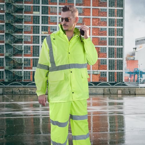 Rain Suits for Men Waterproof High Visibility Reflective Work Breathable Rain Gear for Men Waterproof Jacket and Pants4