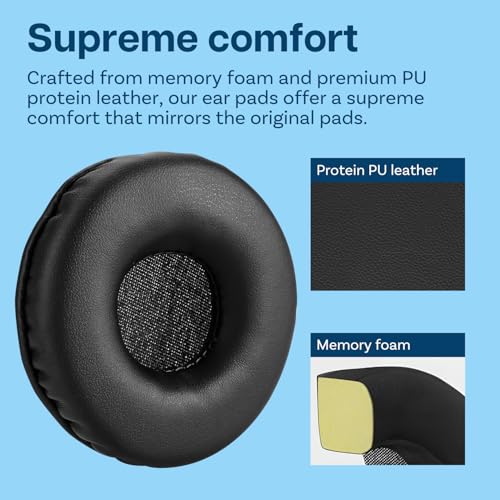 Repuesto de almohadillas para auriculares Sony MDR-V150 ZX300 V300 V250 V100 V200 V400 por MMOBIEL - Almohadillas de espuma de proteína PU - Repuestos - Negro miniatura 3