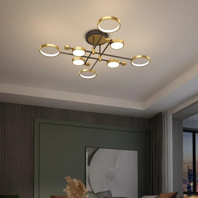 Lustre de plafond noir lampe intensité réglable tricolore salon cuisine