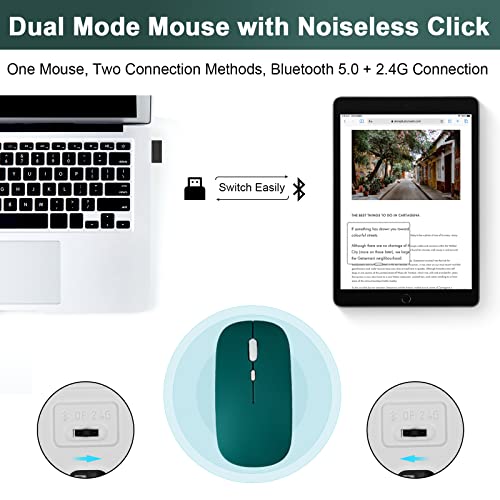 Image of SOPPY Bluetooth Keyboard Case with Mouse for iPad 9th Gen 2021, 8th Gen 2020, 7th Gen 2019 10.2 inch, Air 3 & Pro 10.5 inch, Detachable Wireless Keyboard, Slim Protective Cover, Rechargeable, Dark Green