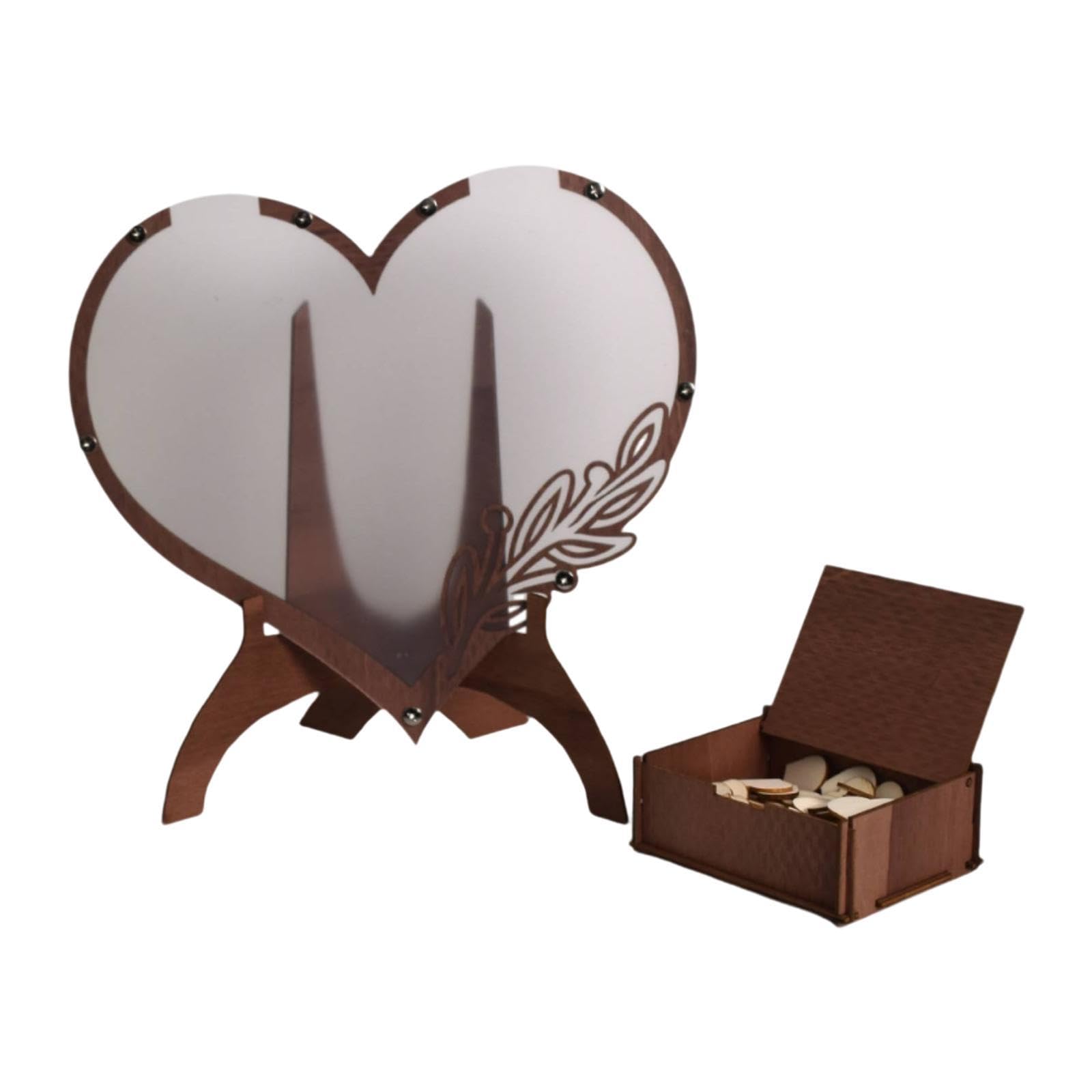 Libro de Firmas para Bodas, Marco de Fotos en Forma de Corazón, Tablero de Firmas, Portatarjetas, Decoración de Mesa de Madera, Recuerdo para Los