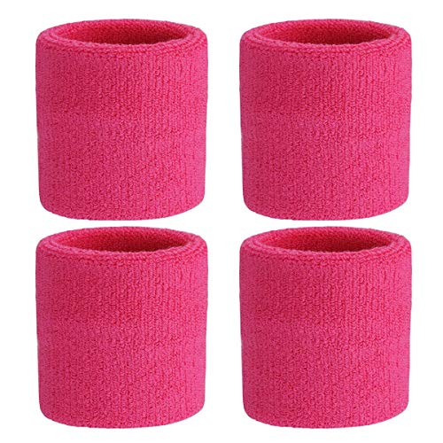Image of Play2Fit 4 Cotton Wristband (2 Pair) Soft Sweatband For All Sport, Stretchable, Sweat Absorbent Supports Wrist Made In India (Dark Pink, 5 Inch)