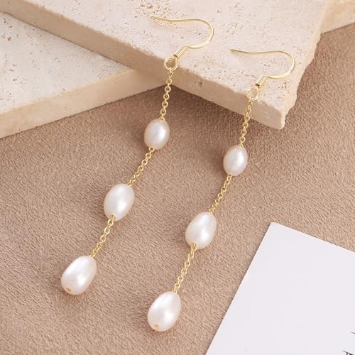 Pearl Earrings for Woman Gold Dangle Aesthetic Dainty Pearl Drop Earrings for Woman Gift and Wedding 5