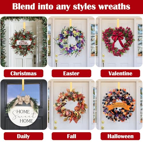 Image of Wreath Door Hanger, Adjustable Wreath Hangers for Front Door from 15 to 25 inch | Non Scratch Over the Door Hooks, 20lbs Metal Hook Perfect for Heavy Easter Halloween Christmas Wreaths Home Decorations