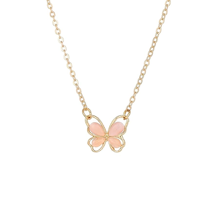 Amazon.com: Butterfly Gem Stones Necklace for Womens