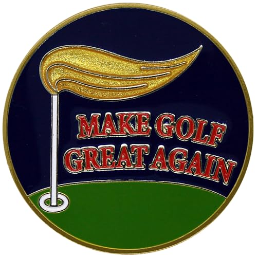 Make Golf Great Again Round Golf Ball Marker with Magnetic Hat Clip, 33mm Round Gold-Plated, Hand-Painted Iron