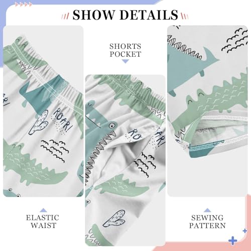 ZZXXB Cute Crocodiles Boys Long Pants Soft Trousers Elastic Waist Kids Lounge Bottoms with Pockets S-XL4