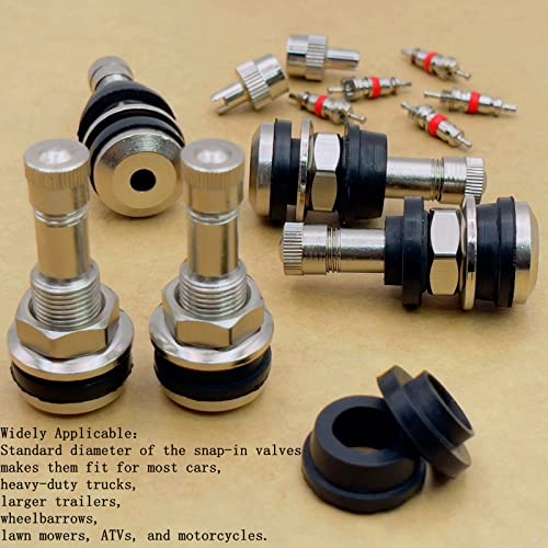 Image of 5Pieces TR416 Metal Valve Stems, Metal Tire Valve Stems, High Pressure Valve Stems Outer Mount Fits 0.453 inch and 0.625 inch Rim Hole, 1 1 /2 inch Long (Silver)