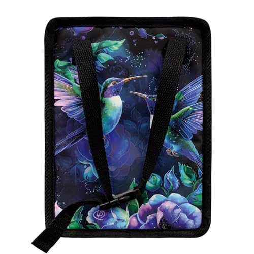 Image of Talayituse Hummingbird Floral Print Car Trash Bin, Large Size Auto Trash Can Adjustable Portable Garbage Can with Lid, Vehicle Hanging Bag for Headrest Front Back Seat