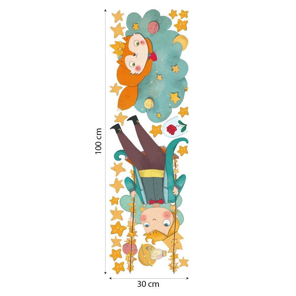 kina - Adesivo Murale Bambini Decorazione Parete Cameretta R00440 - Eco-Tessuto, Ecologico Anallergico, Riposizionabile, Effetto Carezza, Asilo Nido - Grafica Piccolo Principe e Misura 100x30 cm