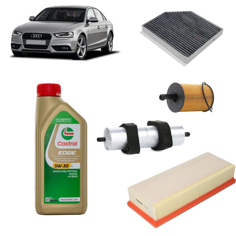 Kit tagliando 4 filtri + 5L olio Edge 5W30 LL compatibile con Audi A4 B8 2.0 TDI