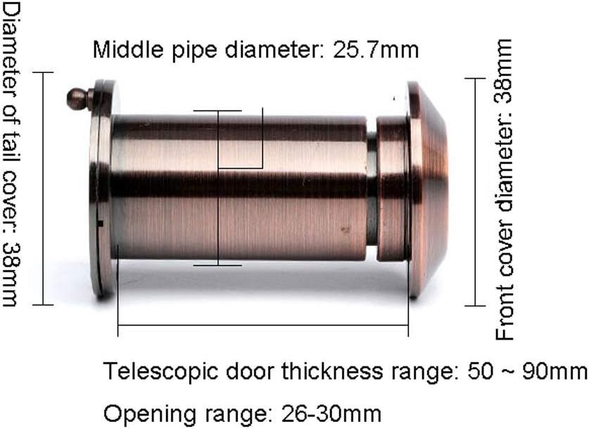 ARCH Anti-pry Copper HD Glass Lens Wide-Angle Full Copper Door Viewer Peephole with Heavy Duty Privacy Cover for Home (Color : 50-90mm)
