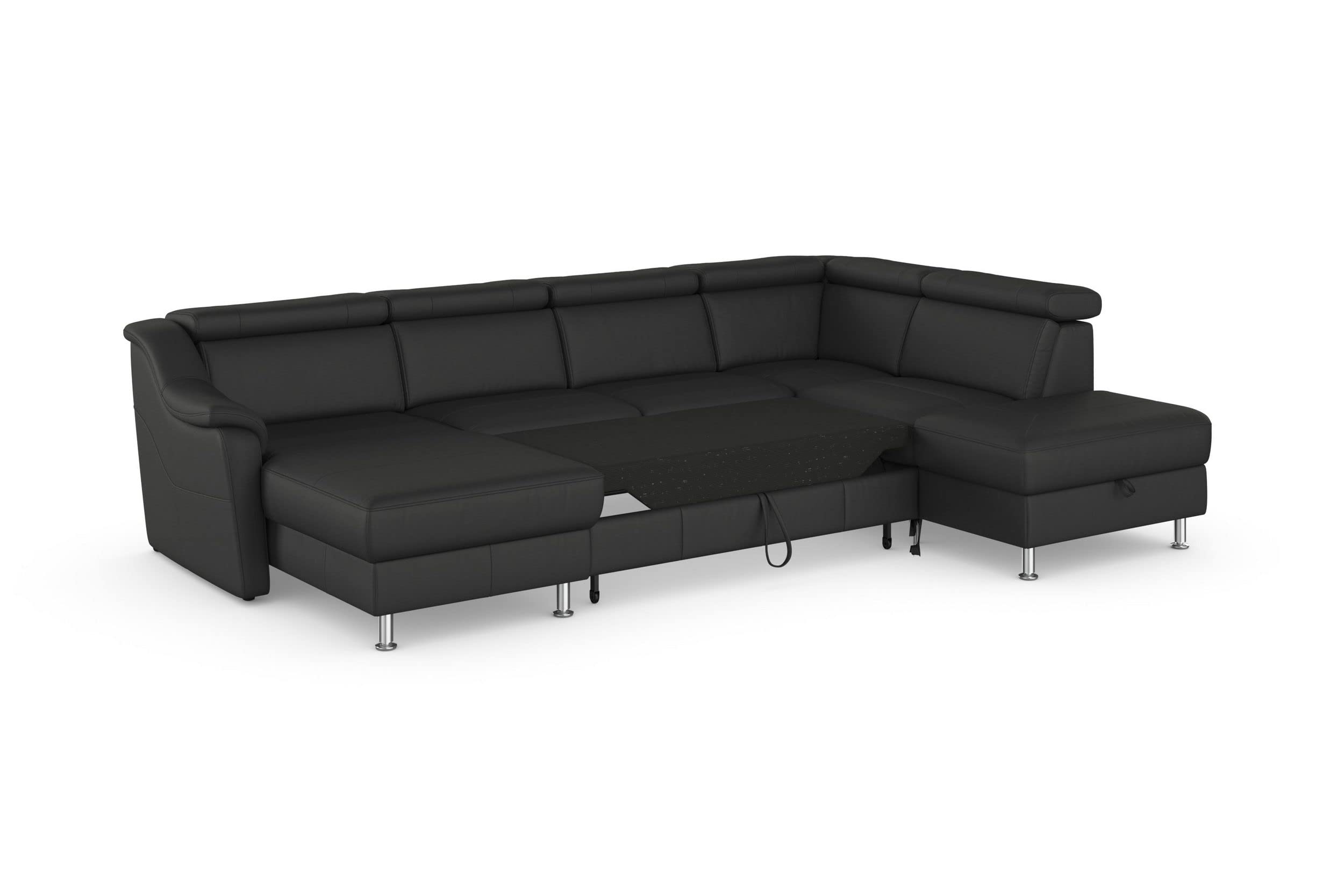 Fabrique nova 7 Seater Ushape Sofa Cum Bed Leatherette Sofa matt Black (RHS) 1