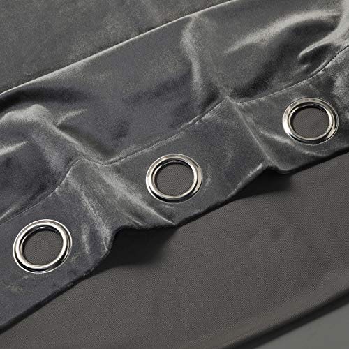 PimpamTex Cortina Terciopelo Opaca térmica Aislante para salón Dormitorio y habitación, con 8 Ojales, 1 Unidad 140 x 260 cm, Modelo Terciopelo Color Gris Marengo