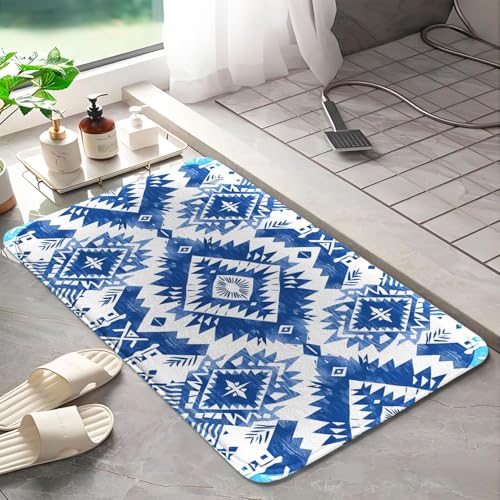 Tapis de bain en mousse à mémoire de forme bohème chic absorbant taille M