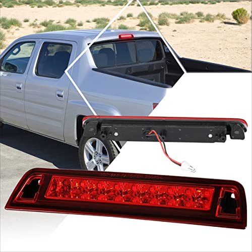 Full LED 3rd Third Brake Light High Mount Stop Light Compatible with Honda Ridgeline 06-14,Chrome Housing/Red Lens