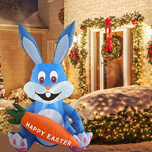 Conejo de Pascua hinchable de 1,2 m, decoración de Pascua, para exteriores, luminoso, gran conejo de Pascua de pie con luces LED de dibujos animados, conejos, decoración para fiestas, patio, jardín,