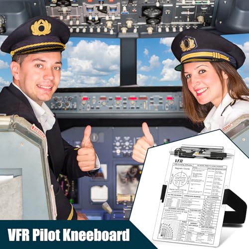 Feifeiya Aluminum Pilot Kneeboard VFR Aviation Kneeboard 9.61 x 6.42 Inch Knee Boards Pilot Notepad Pilot Writing Board with Pen Holder and Elastic Strap for Pilots Writing Gifts (White)