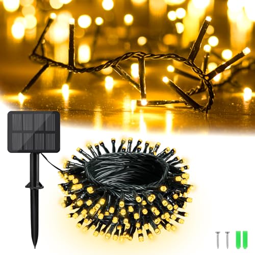 Solar Powered String Lights, BOLEWO 6M 60LED Solar Garden Lights,8 Modes IP65 Weatherproof Solar Fairy Lights for Indoor Outdoor Christmas Tree, Yard,Terrace, Wedding,Warm White