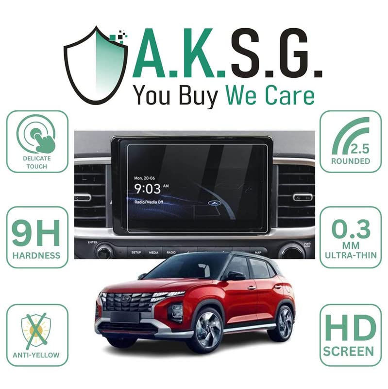 Image of A.K.S.G. 9H Unbreakable Car Infotainment System Screen Protector Compatible With Hyundai Venue Facelift 08 Inch [2022-Running] Not a Tempered Glass [Transparent]